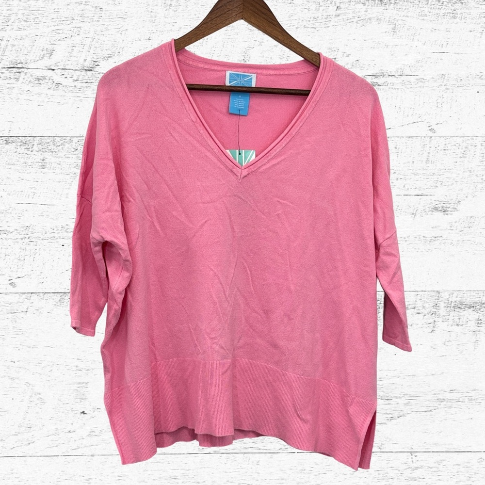 Survival Pink V-Neck Sweater for Effortless Style